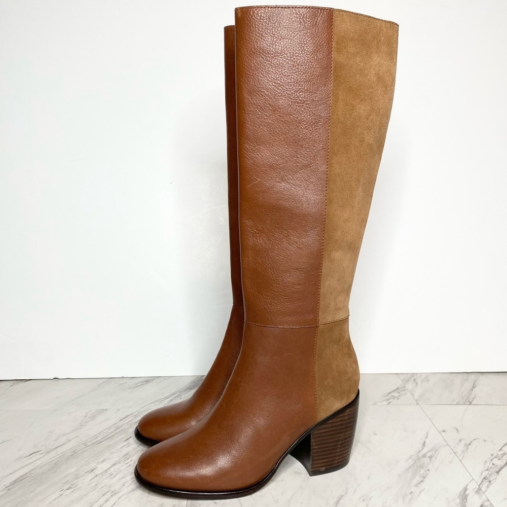 Paige Caroline Brown Leather Suede Heeled Knee High Boot 9